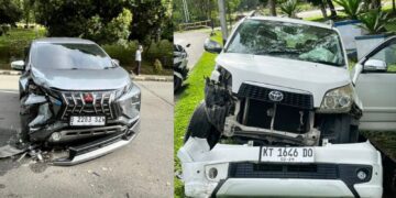 Laka Lantas di BTN PKT, Pengedara Xpender Seruduk Toyota Rush dari Arah Berlawanan